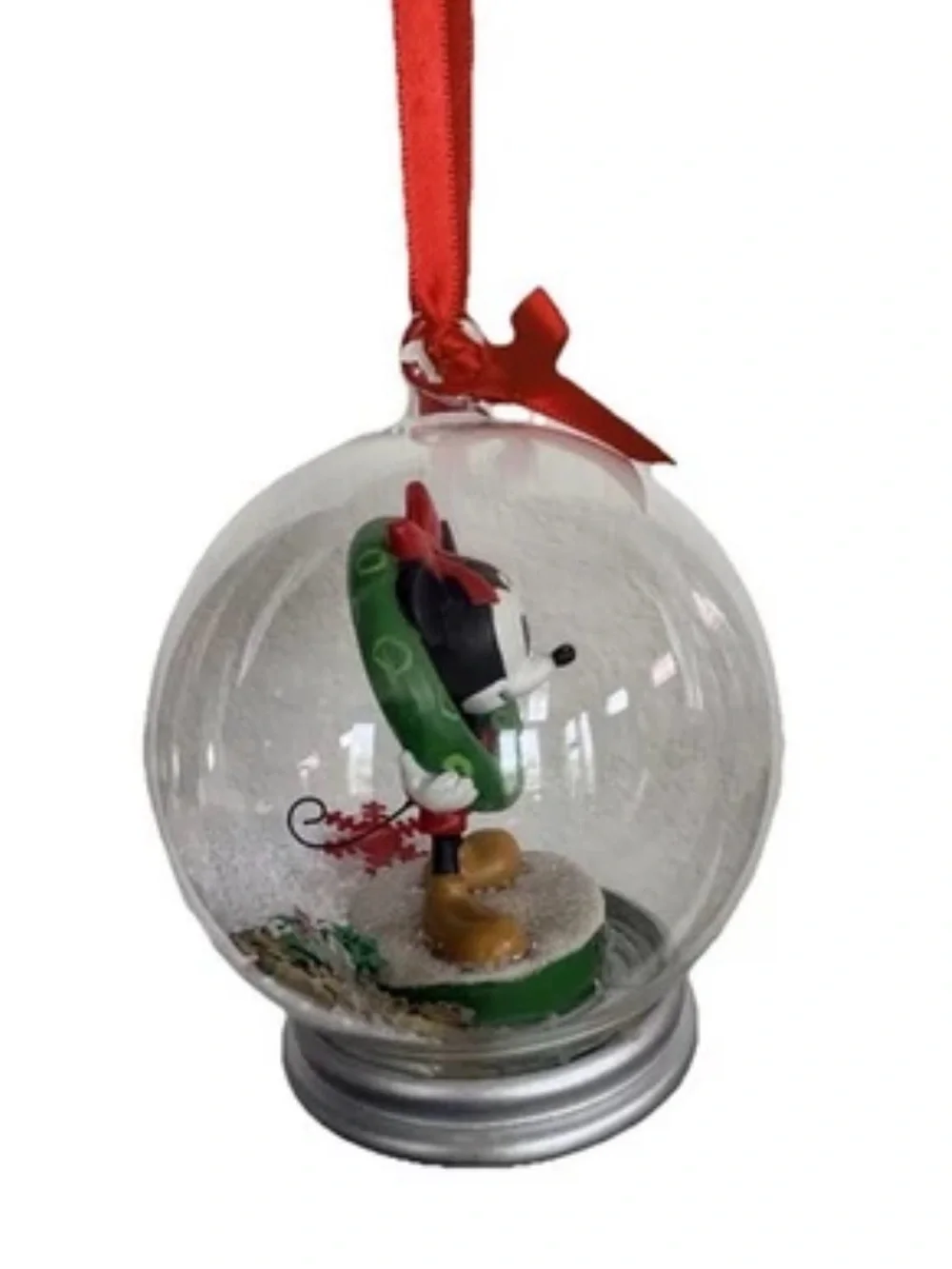 Disney Mickey Mouse Snow Globe Glass Christmas Tree Ornament Wreath Decor 2011